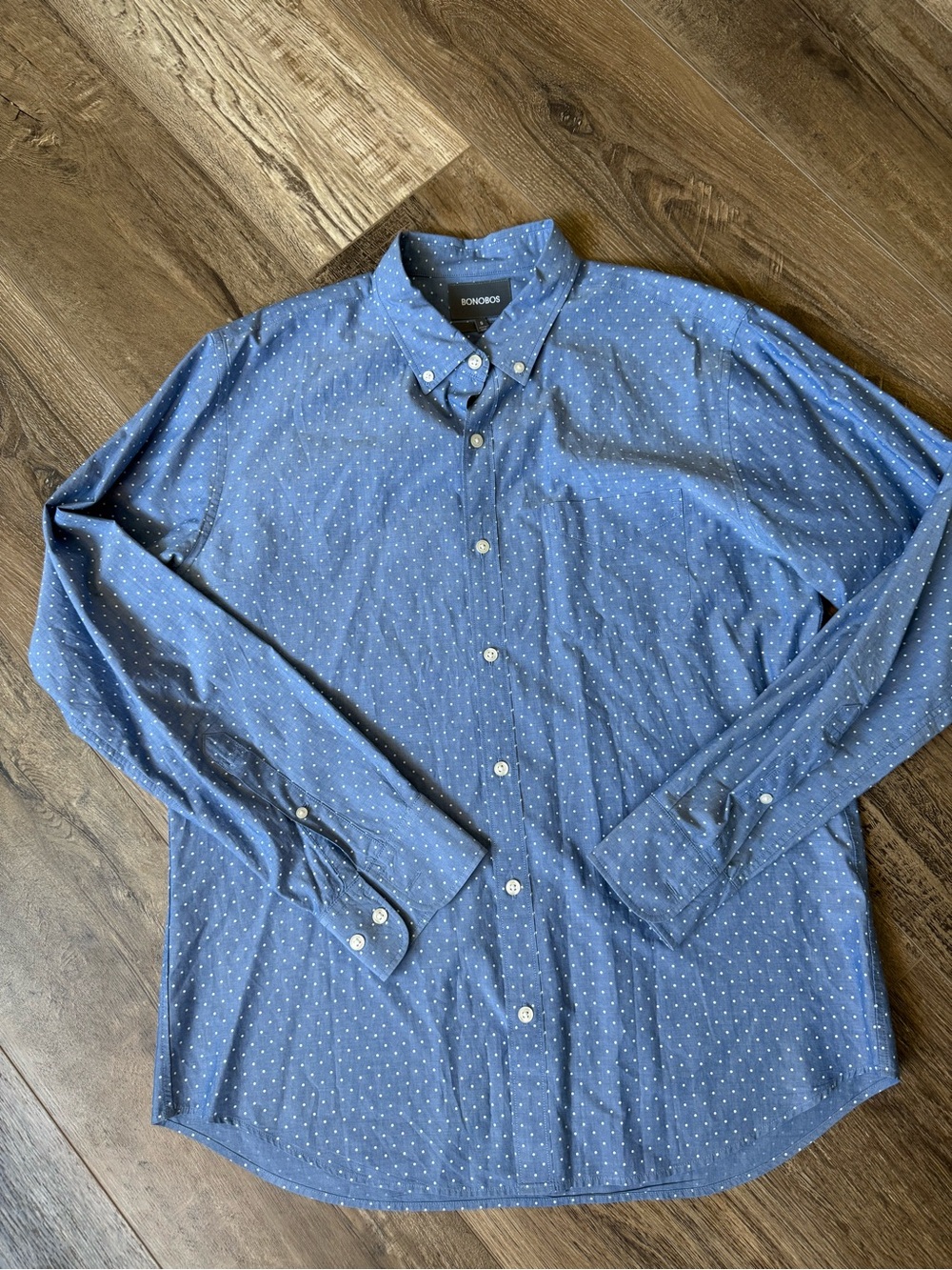 Bonobos Blue Dot-Print Long-Sleeve Button-Down Shirt